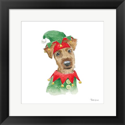 Framed Holiday Paws VII on White Print