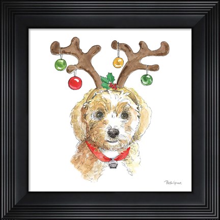 Framed Holiday Paws VI on White Print