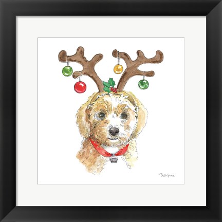 Framed Holiday Paws VI on White Print