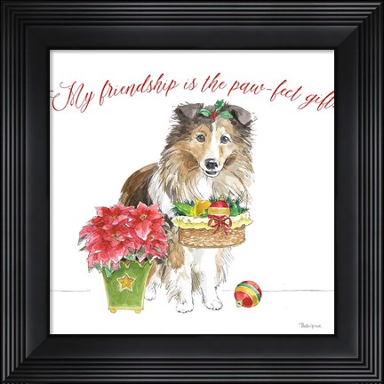Framed Holiday Paws III on White Print