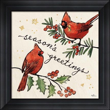 Framed Christmas Lovebirds X Print