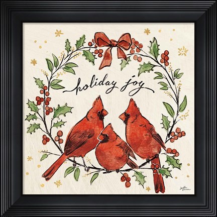 Framed Christmas Lovebirds XI Print