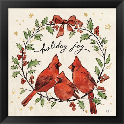 Framed Christmas Lovebirds XI Print