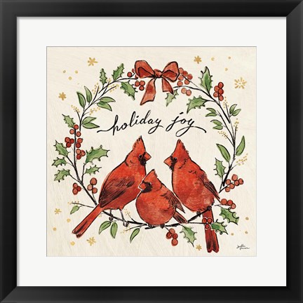 Framed Christmas Lovebirds XI Print