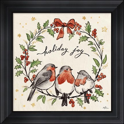 Framed Christmas Lovebirds IV Print