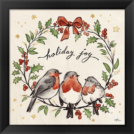 Framed Christmas Lovebirds IV Print