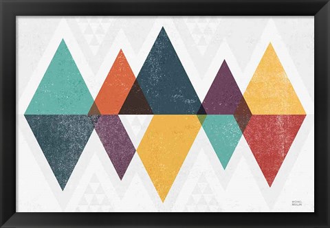 Framed Mod Triangles II Retro Print