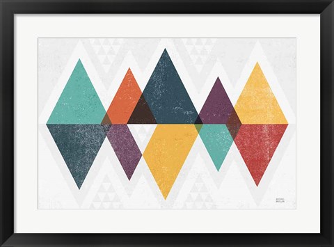 Framed Mod Triangles II Retro Print