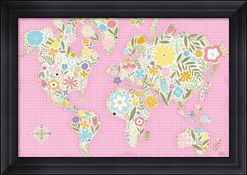 Framed Floral World Pink Print