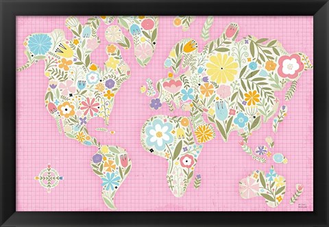 Framed Floral World Pink Print