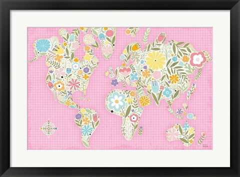 Framed Floral World Pink Print