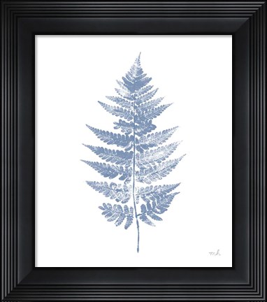 Framed Fern Print I Blue No Shiplap Print