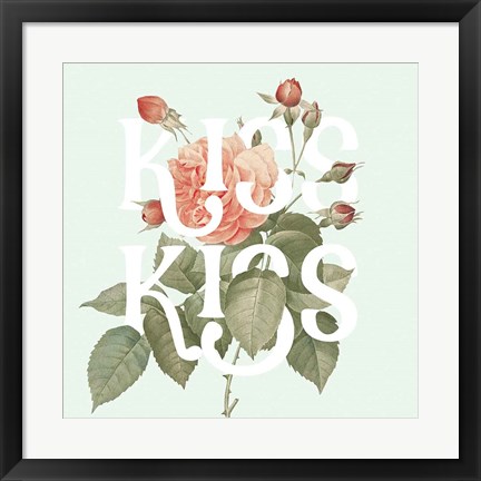 Framed Botanical Pink Rose I Kiss Print