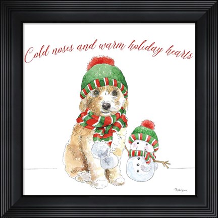 Framed Holiday Paws IV on White Print
