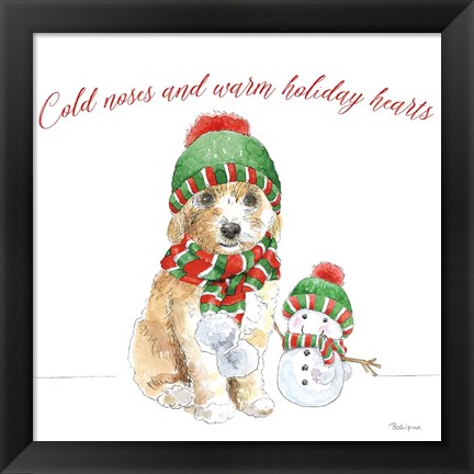 Framed Holiday Paws IV on White Print