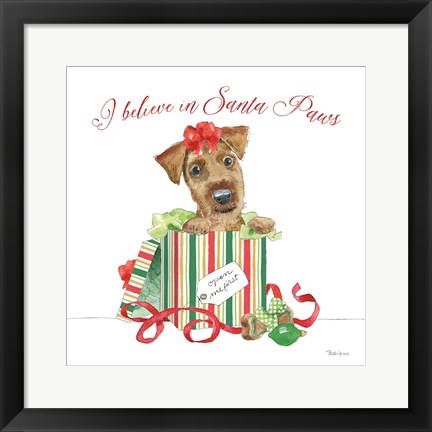 Framed Holiday Paws II on White Print