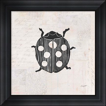 Framed Ladybug Stamp BW Print