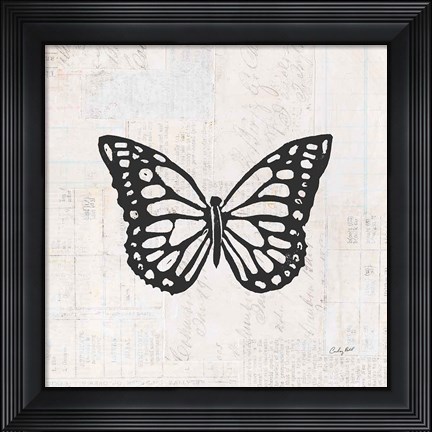 Framed Butterfly Stamp BW Print