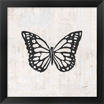 Framed Butterfly Stamp BW Print