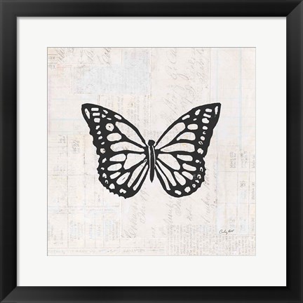 Framed Butterfly Stamp BW Print