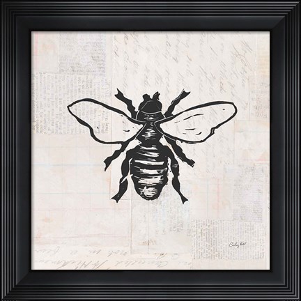Framed Bee Stamp BW Print