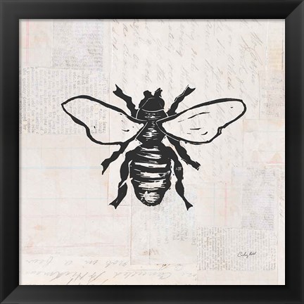 Framed Bee Stamp BW Print