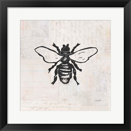 Framed Bee Stamp BW Print