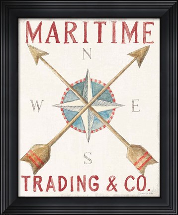 Framed Floursack Nautical VI Red Print