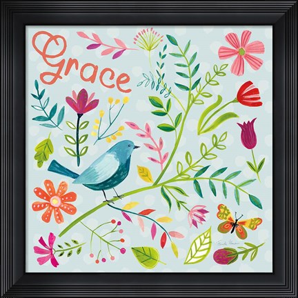 Framed Budding Beauty IV Light Blue Print