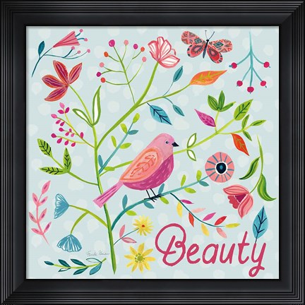 Framed Budding Beauty III Light Blue Print