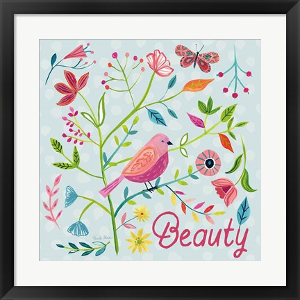 Framed Budding Beauty III Light Blue Print