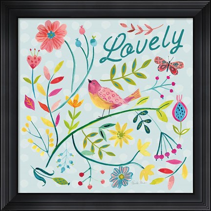 Framed Budding Beauty II Light Blue Print