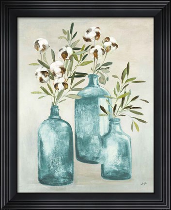 Framed Cotton Still Life III Blue Print
