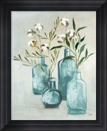 Framed Cotton Still Life II Blue Print