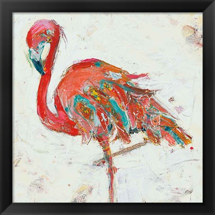 Framed Flamingo on White Print