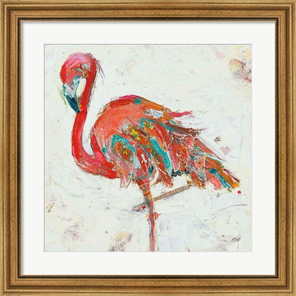Framed Flamingo on White Print