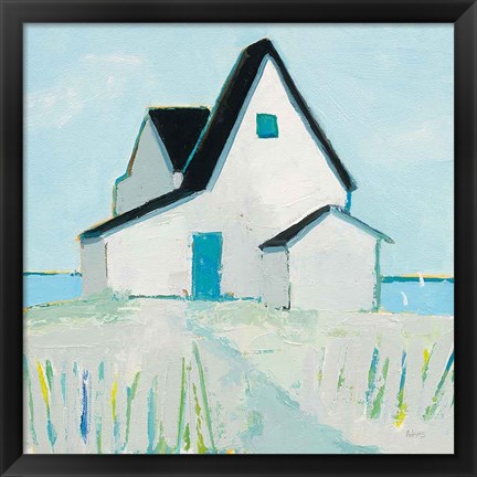 Framed Cottage by the Sea Neutral Print