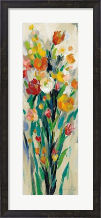 Framed Tall Bright Flowers Cream II Print
