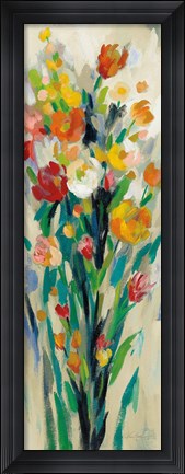 Framed Tall Bright Flowers Cream II Print