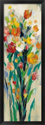 Framed Tall Bright Flowers Cream II Print