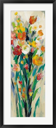 Framed Tall Bright Flowers Cream II Print