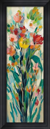 Framed Tall Bright Flowers Cream I Print