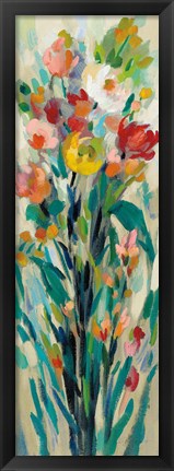 Framed Tall Bright Flowers Cream I Print