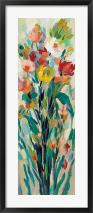 Framed Tall Bright Flowers Cream I Print