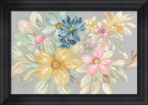 Framed June Bloom Gray Print