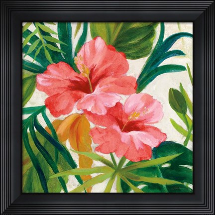 Framed Tropical Jewels II v2 Pink Crop Print