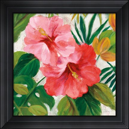 Framed Tropical Jewels I v2 Pink Crop Print