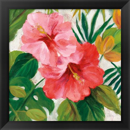Framed Tropical Jewels I v2 Pink Crop Print