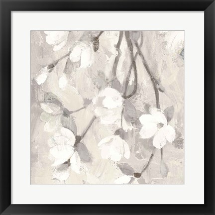 Framed Magnolia Branch Flipped Cream Crop Print