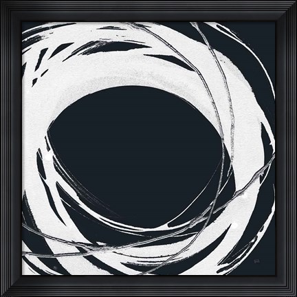 Framed Gilded Enso III BW Print